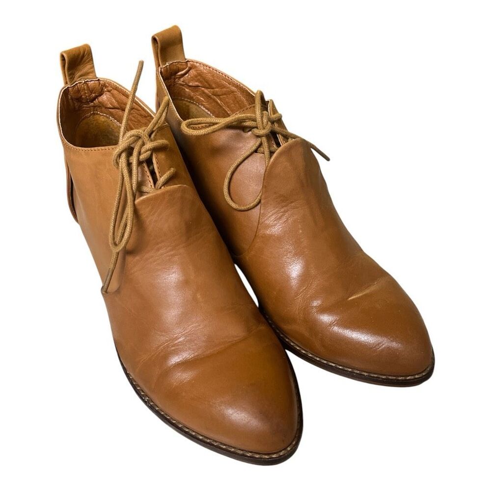 Kelsi Dagger ankle boots light brown leather lace up sz 8.5